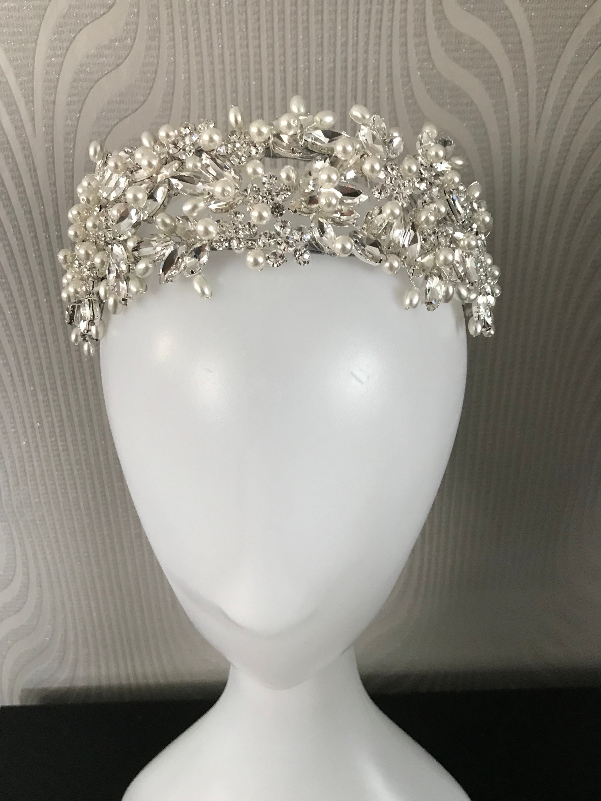 Crystal Bridal Headpiece Tiara Bridal tiara Pearl Tiara | Etsy