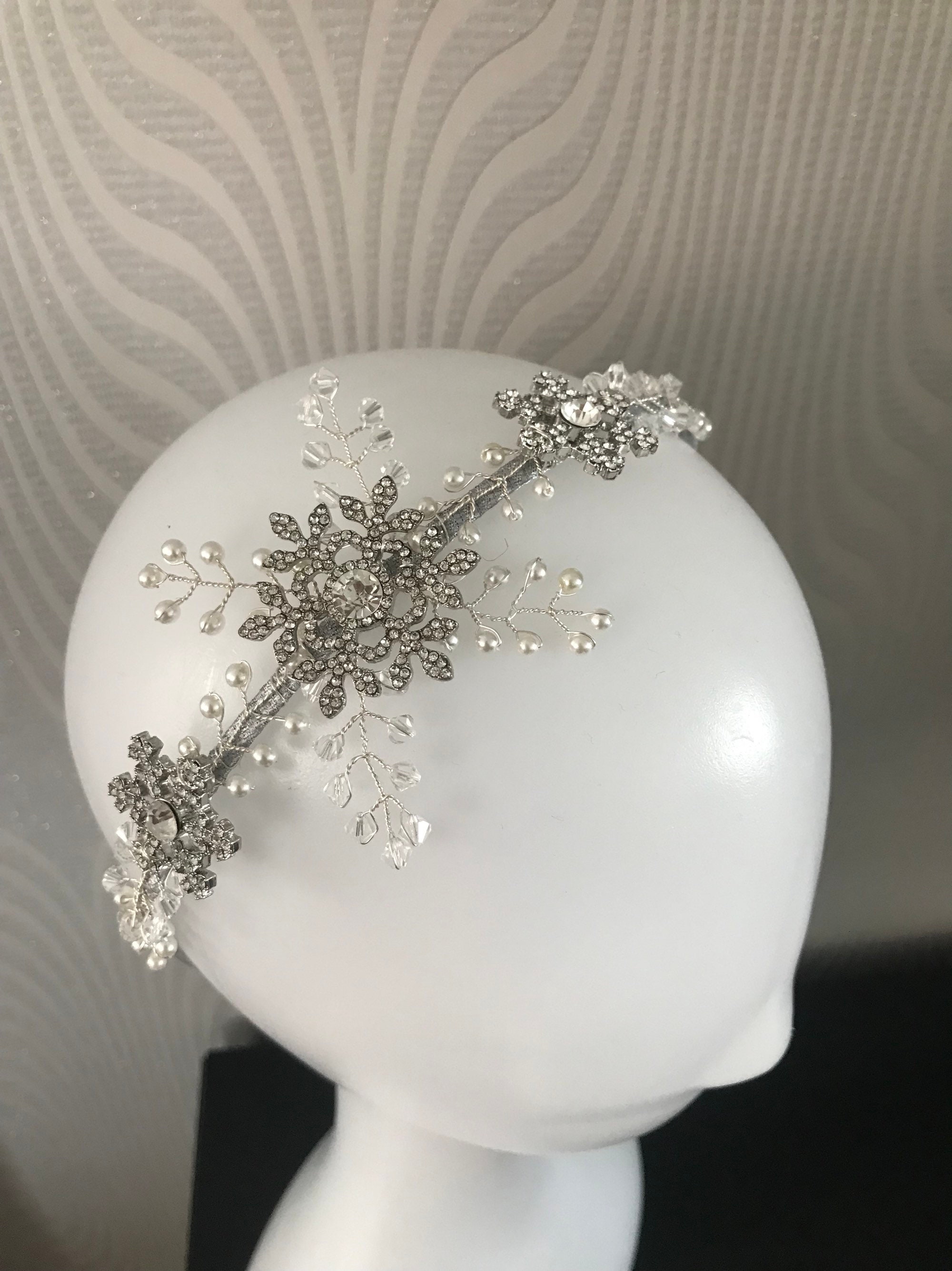 Snowflake headpiece bridal hair accessory sliver hair vine | Etsy
