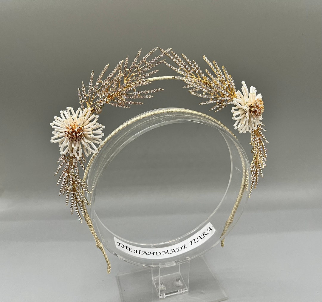 Gold Leaf Halo Crown Bridal Headband in a Rustic Style Etsy