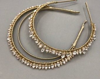 Art Deco bridal headbands, wedding headpiece, Crystal headpiece, gold headband, Art Deco tiara