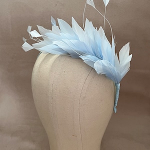 Baby Blue Feather Headband Fascinator, Races Headpiece, Mother of the ...