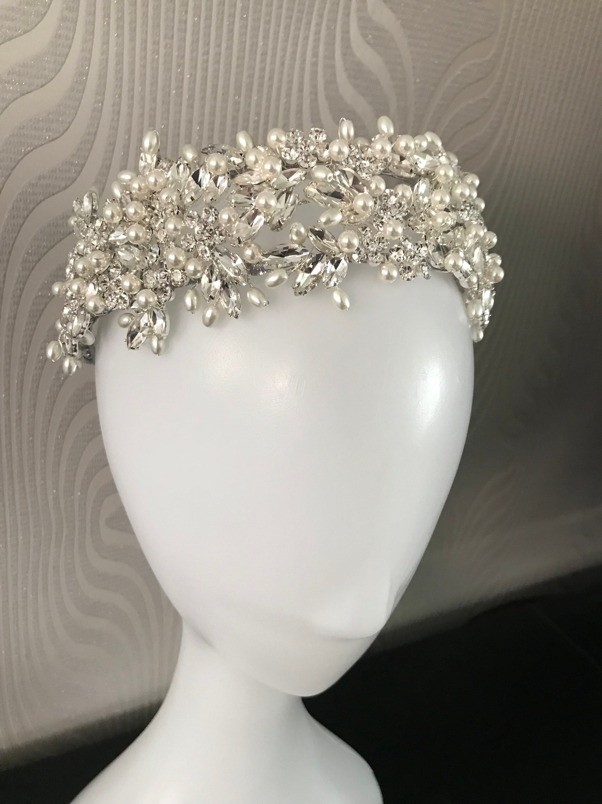 Bridal Tiara Headpiece Crown Bridal Tiara Pearl Tiara - Etsy UK