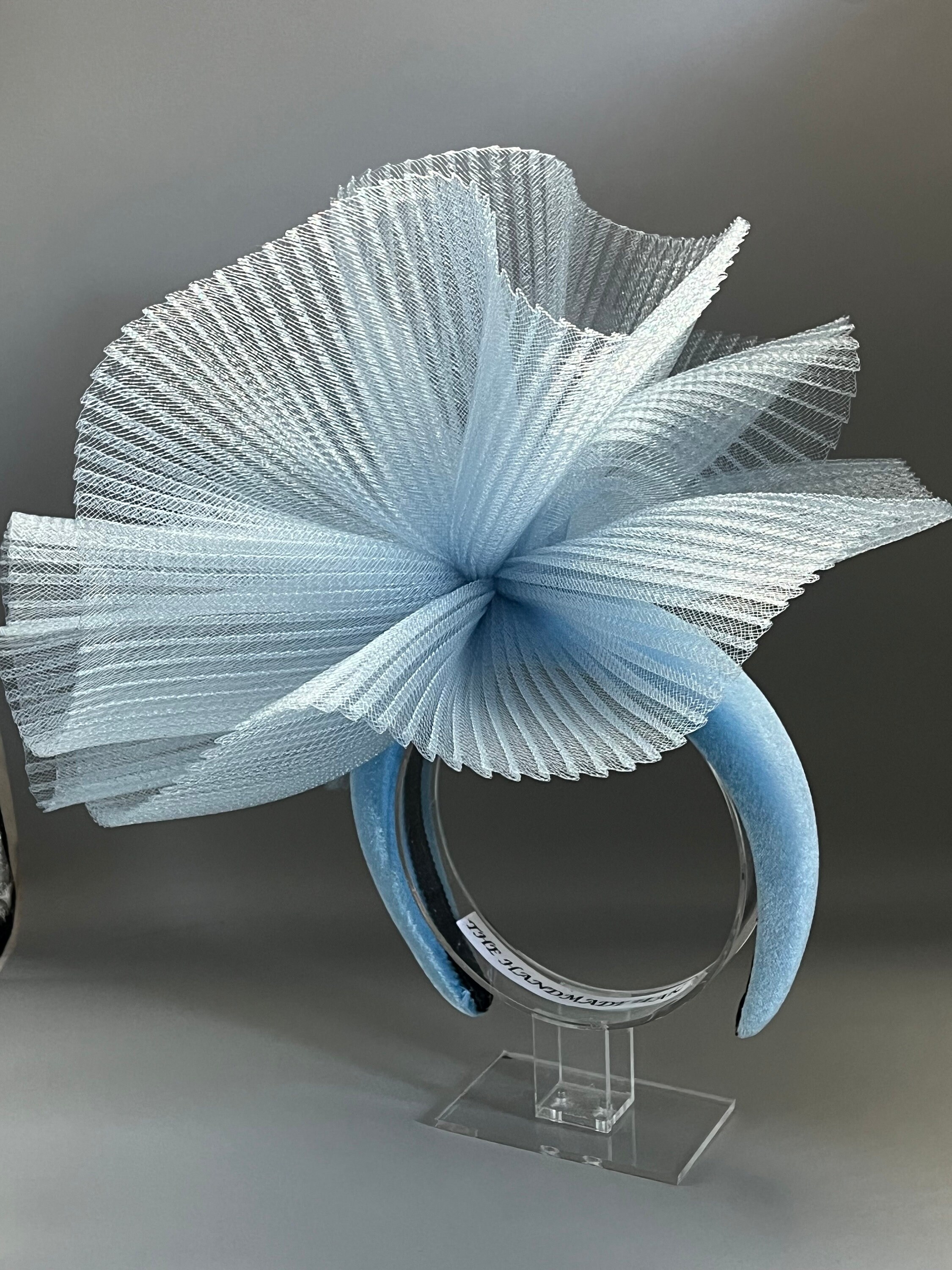 Baby Blue Fascinator Headband : Pleated Wedding Headpiece - Etsy