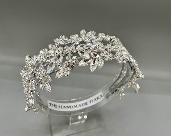 Bridal headpiece wedding headband crystal Crown Tiara,  Silver Bridal head piece Headwear, Statement wreath, Accessories, The Handmade Tiara