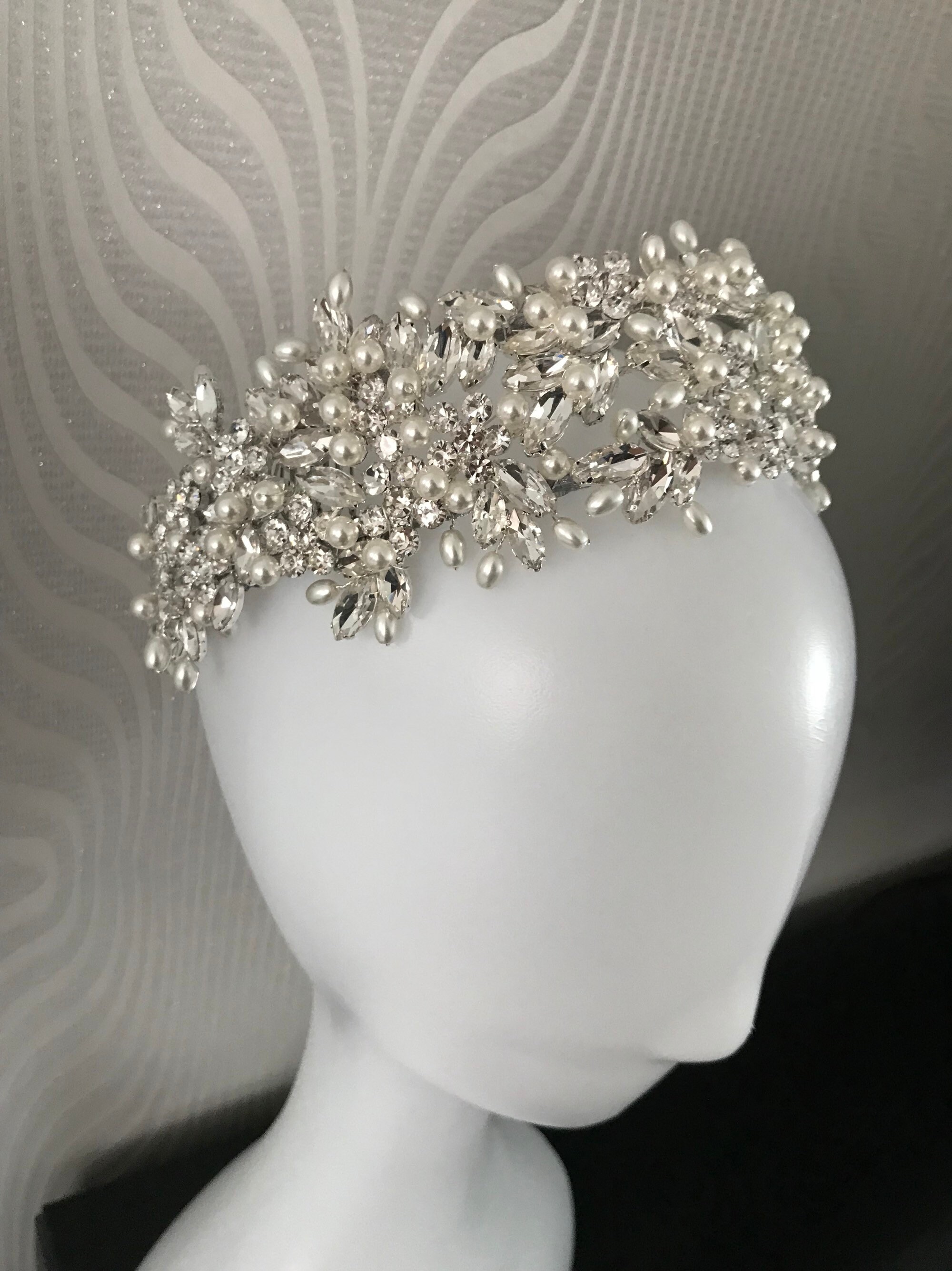 Crystal Bridal Headpiece Tiara Bridal tiara Pearl Tiara | Etsy