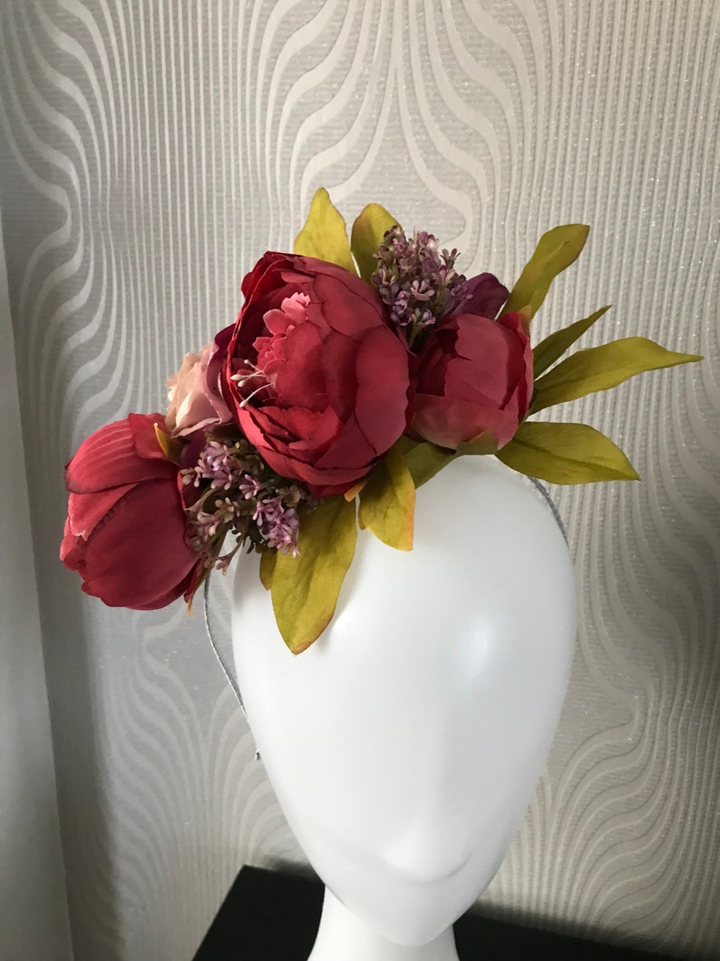 pink flower fascinator headband Pink hat mini hat races wedding ascot