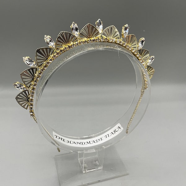 Gold Bridal Tiara Halo Crown 1920s style Bridal Headband - Wedding Tiara - Wedding Headband - Art Deco Style - Bridal head wear