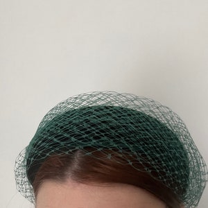 Green birdcage fascinator padded headband, Races headpiece, mother of the bride headpiece, velvet fascinator headband, headpiece