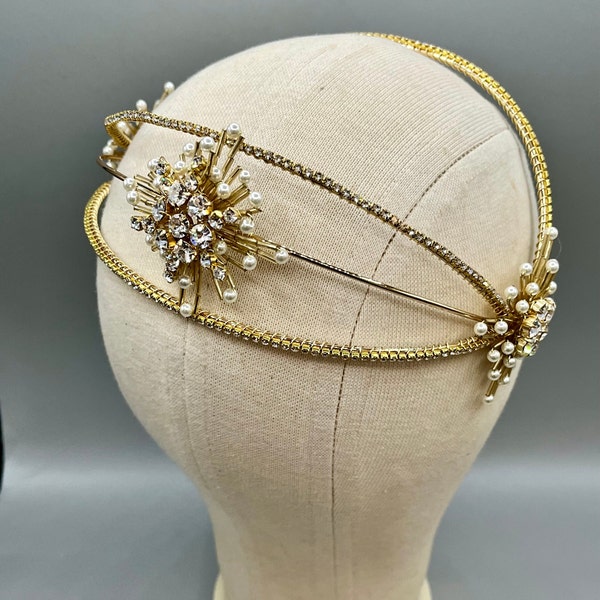 Juliet Cap Coronet headpiece Art Deco headpiece headband - wedding adornments - Bridal hair accessory