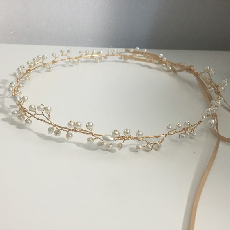 Bo Ho wedding -The Handmade Tiara UK Bridal headpiece Gold vintage style hair vine woodland headpiece