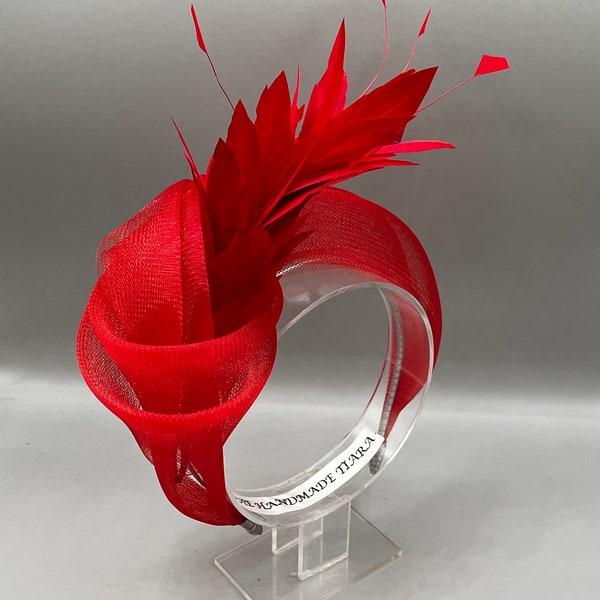Red Fascinator Knot Headband - Perfect for Races or Mother of the Bride, Wedding Guest Headwear, hatinator