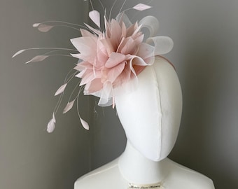 Pale pink fascinator statement headband , Ascot hat, wedding races
