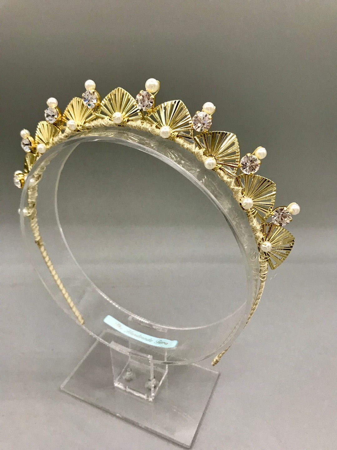 Crown Ostrich Art Deco Vintage Style Wedding Headband - Black main image 1