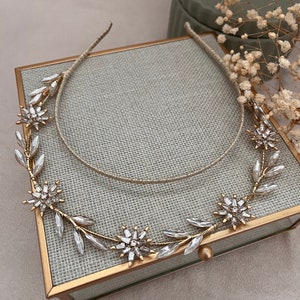 Elegant star Halo headband Tiara  - Gold Art Deco style Crown -  1920s bridal headwear, The Handmade Tiara, Celestial Hair Piece