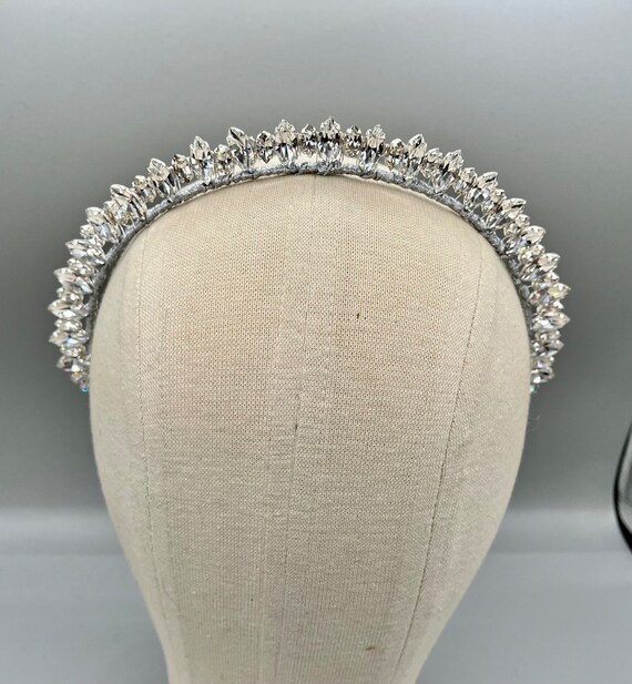 Crystal Wedding Crown : Dainty Silver Bridal Headband - Etsy display picture 1