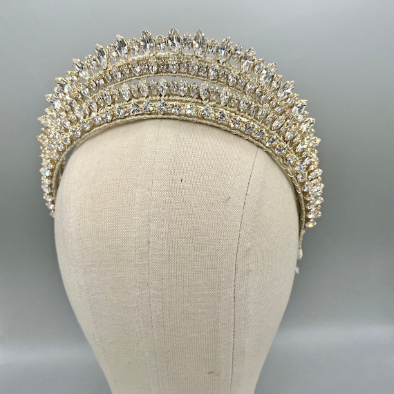 Gold wedding tiara halo crown