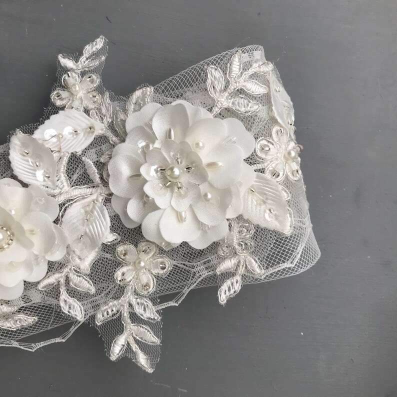 Lace bridal headpiece with birdcage veil ivory lace headband Etsy
