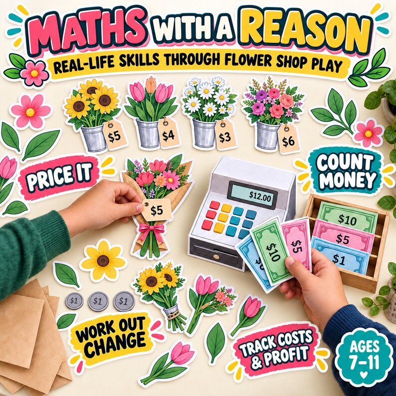 Flower Shop Printable for Kids | Pretend Play Business & Money Math ...