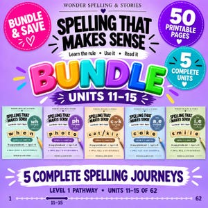 Wonder Spelling Bundle Enheter 11–15 – 50 utskrivbara fonetiska sidor (digital nedladdning)