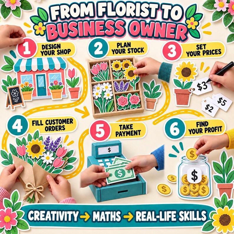 Flower Shop Printable for Kids | Pretend Play Business & Money Math ...
