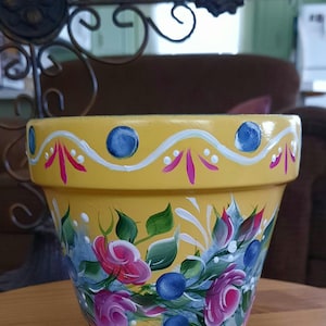 Bright, Bold, Beautiful, 8&quot; Garden Pot, Summer Floral Decor, Clay Pot,  Terracotta, Spring Easter Gift, Mother&#39;s Day Present,  Handpainted