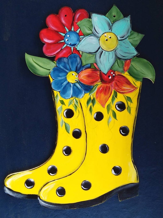 Fun Hand Painted Door Decor Wood Wreath Sign Outdoor Etsy