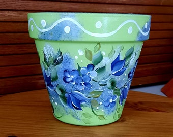 Terracotta 6" Hand Painted Outdoor Pottery, Unique Clay Pots, Beautiful Garden, Outdoor Decor, Great Mother's Day Gift,Spring Decorations,