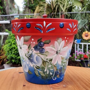 8 Terracotta Clay Pot-red White and Blue, Patriotic, Americana ...