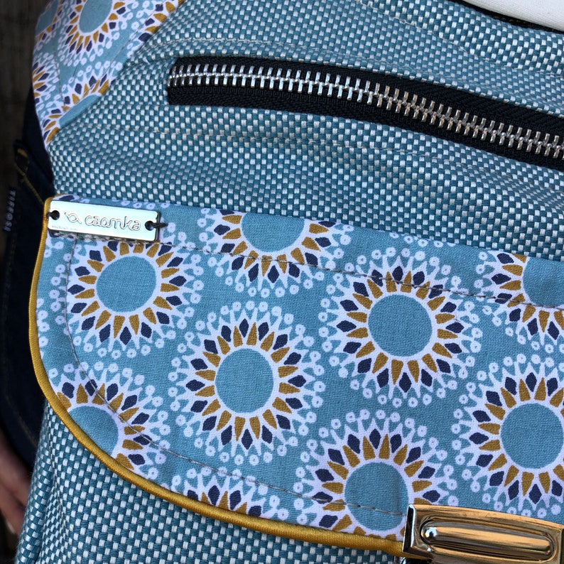 6234 Elegant Bandolier Fanny Pack Comfortable Practical Bag Design: Special Sky Blue Mandalas One of A Kind\u201d Unique Piece Num