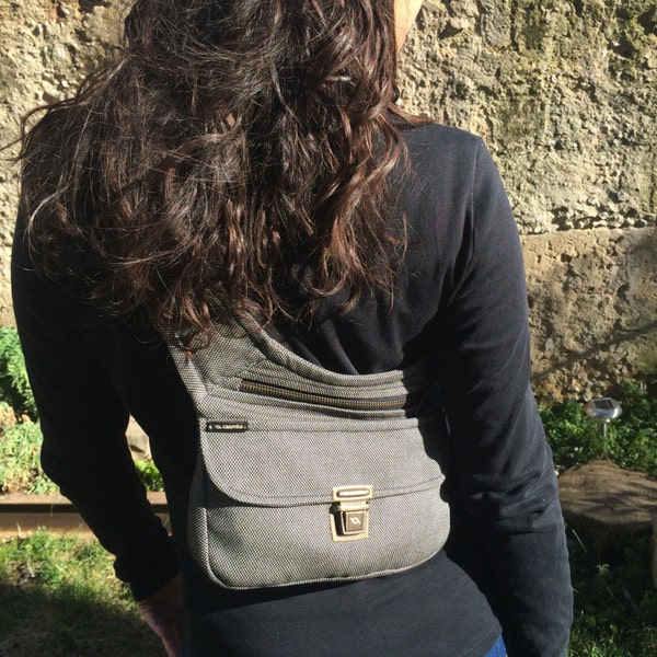 Exclusive handmade Fanny Pack - Bag & Bandolier "Unisex Gray CAOMKA". From Barcelona with love! Exclusive Piece (390)