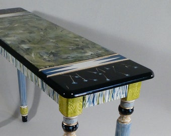 G ||  Console Table w-Designer Top /Desk/Vanity/Server | Hand-Painted | 47x14x30H | As Shown or Custom palette