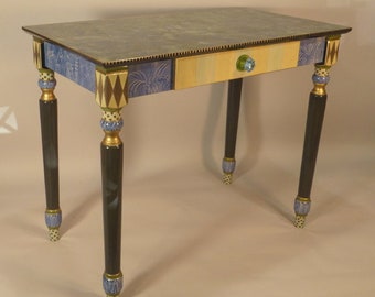 G ||  Writing Desk/Dressing Table w-Drawer w-square legs ONLY | Hand-Painted | 36x20x30H | As Shown or Custom Colors