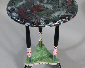 S ||  Round Tea Table/Drinks Table | Hand-Painted | 16x23H | As Shown or Custom Colors