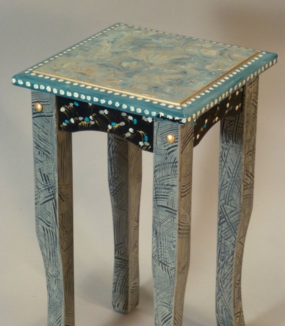 S Square Tea Table drinks Table Hand painted 12x12x21h as Shown or