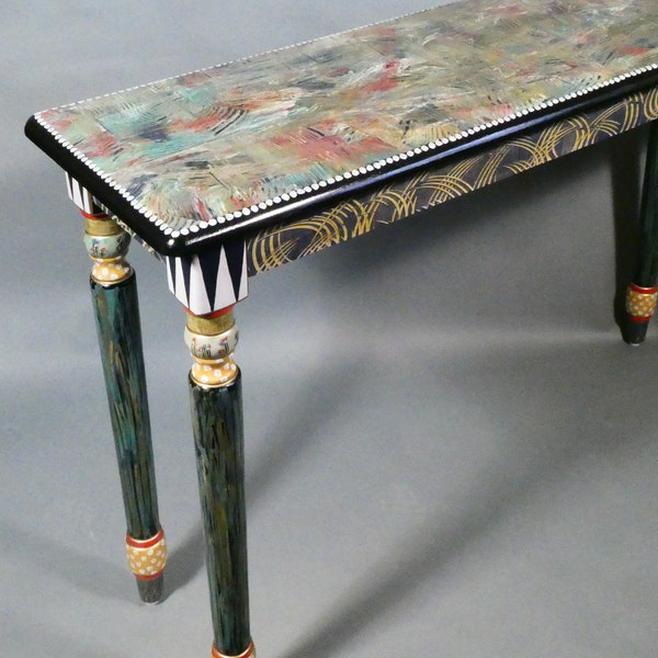 S ||  Long Hall Table | Hand-Painted | 47x14x30H | As Shown or Custom Colors