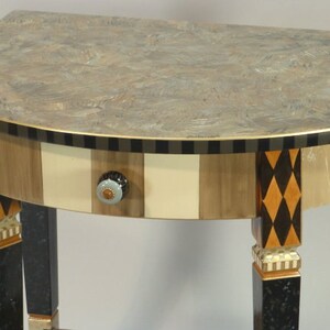 G ||  Demi-Lune Hall Table w-Drawer | Carved Legs - Hand-Painted | 32x16x31H | As Shown or Custom Colors
