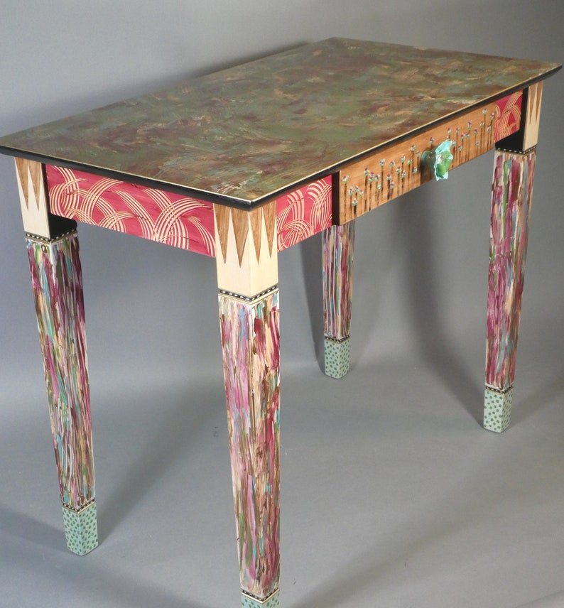 G Writing Desk/Dressing Table w-Drawer Hand-Painted 36x20x30H As Shown or Custom Colors image 1