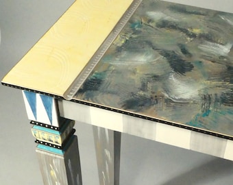 G ||  Console Table w-Designer top and Carved legs /Writing Desk/Dressing Table | Hand-Painted | 52x16x30H | As Shown or Custom Colors