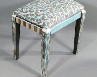 S || Hand Painted Upholstered Vanity Stool/Bench - Custom Made-to-Order