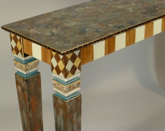 S ||  Sofa Table-Writing Desk-Dressing Table | Carved Legs/Hand-Painted | 52x16x30H | As Shown or Custom Colors