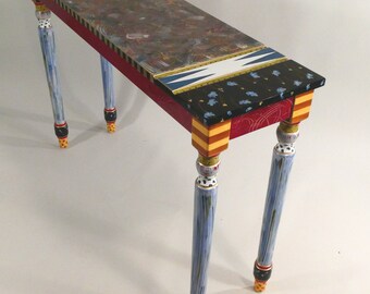 G ||  Console Table w-Designer Top/Desk/Vanity/Server | Turned Legs | Hand-Painted | 47x14x30H | As Shown or Custom