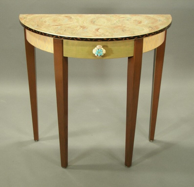 Handpainted Half Round Hall Table Madetoorder in Custom Etsy