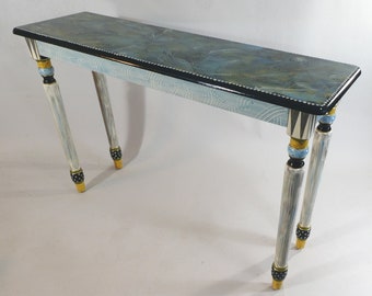 S ||  Long Hall Table | Hand-Painted | 47x14x30H | As Shown or Custom Colors