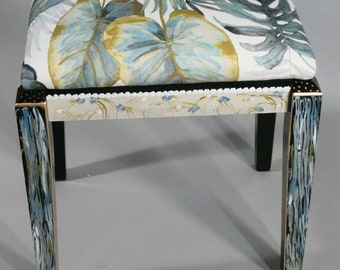S || Hand Painted Upholstered Vanity Stool/Bench - Custom Made-to-Order