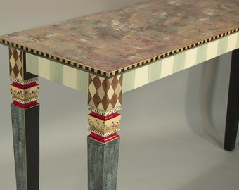 S ||  Sofa Table-Writing Desk-Dressing Table | Carved Legs/Hand-Painted | 52x16x30H | As Shown or Custom Colors