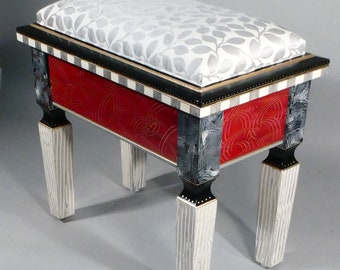 G ||  Double-Top Bench |Upholstered - Hand-Painted | 24x14x19H | As Shown or Custom Colors | 1290.00