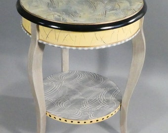 G ||  Cabriole Accent Table/Lamp Table/End Table/Side Table w-Shelf | Hand-Painted | 18x25H | As Shown or Custom Colors