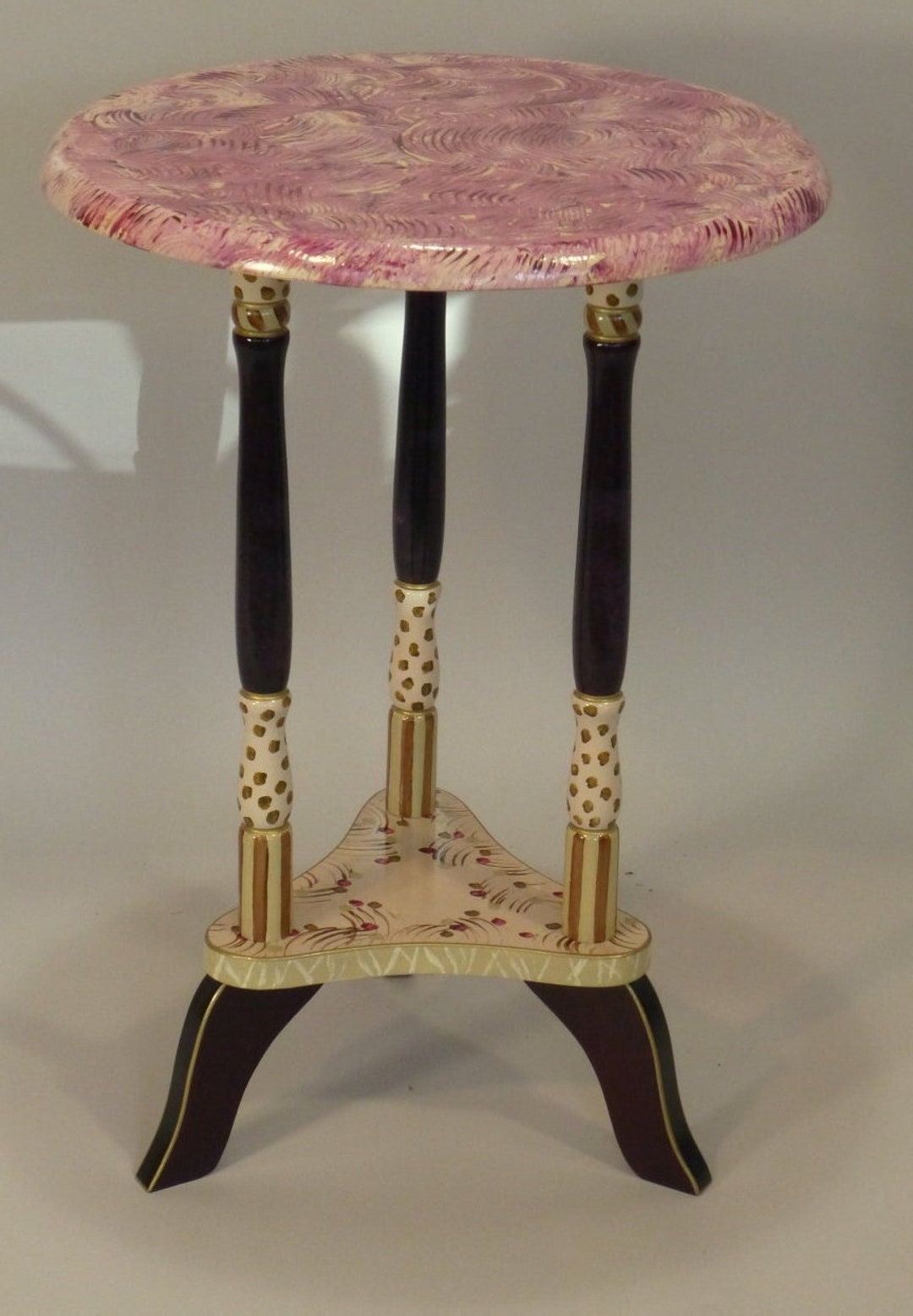 S || Round Tea Table/drinks Table | Hand-painted | 16x23h | as Shown or ...