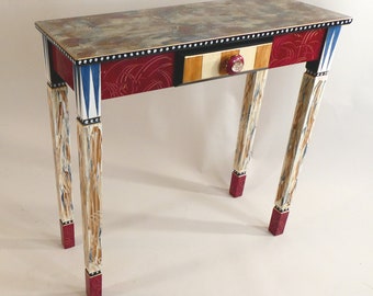 G ||  Carved Leg Hall Table w-Drawer | Hand-Painted | 30x12x30H | As Shown or Custom Colors