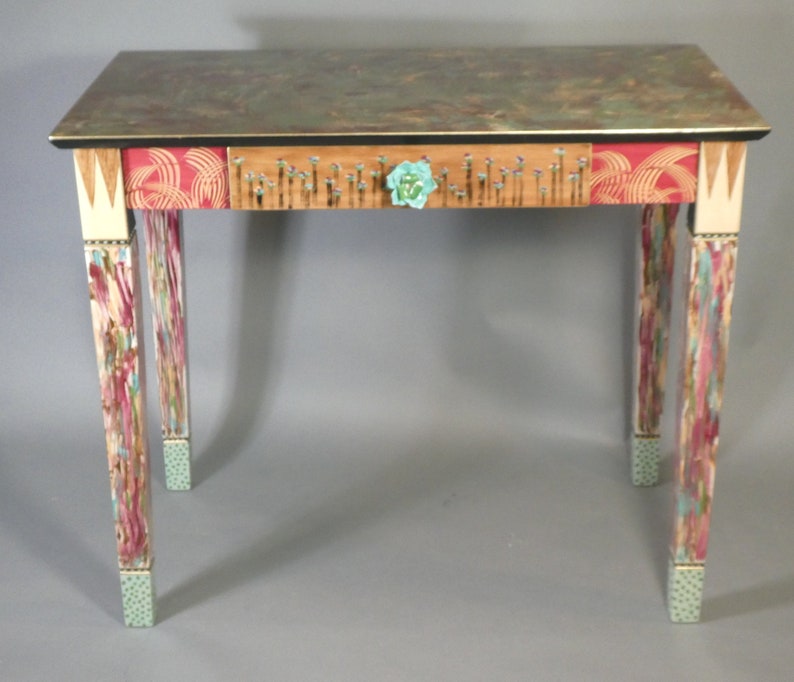 G Writing Desk/Dressing Table w-Drawer Hand-Painted 36x20x30H As Shown or Custom Colors image 3